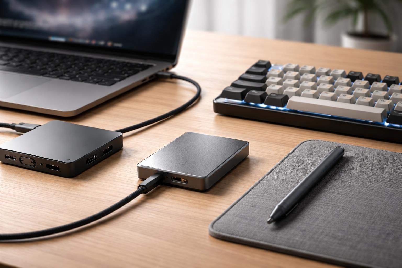 découvrez les accessoires indispensables tels que le ssd externe, le hub usb-c, le clavier et le stylet pour optimiser votre expérience numérique.