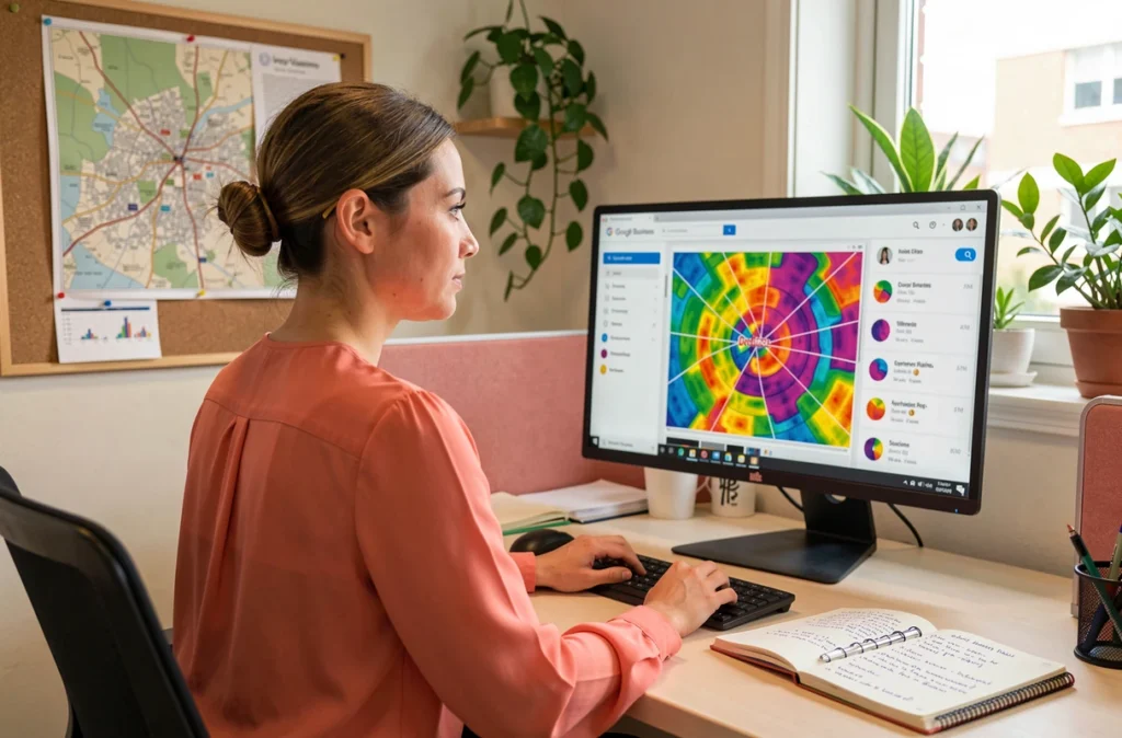 Consultante SEO de l'Agence GEA analysant le référencement naturel et la visibilité locale en Bretagne