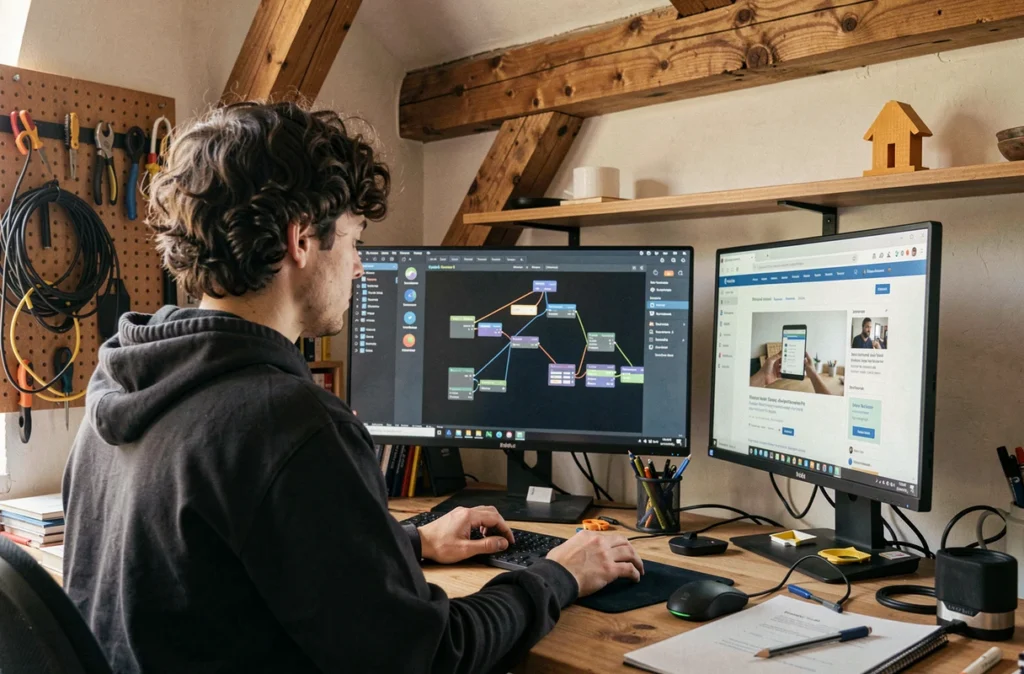 Développeur web du studio Eoche travaillant sur l'automatisation IA et la création de sites à Vitré