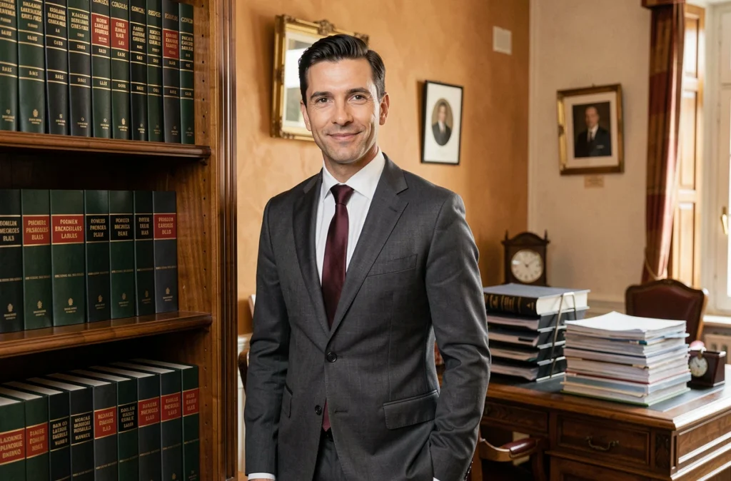 Maître Romain Durieu, avocat en droit du travail dans le Nord, posant dans son cabinet juridique